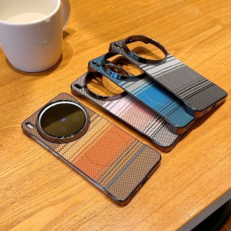 Shockproof Frameless Carbon Fiber Grain Pattern Magnetic Phone Case For Vivo X200 Ultra X200 Pro X300 Slim Hard Protective Cover