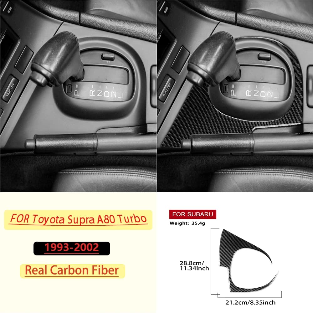 Carbon Fiber For Toyota Supra A80 Turbo 1993-1999 Car Gear Shift transmission Panel Trim Sticker Interior Accessories