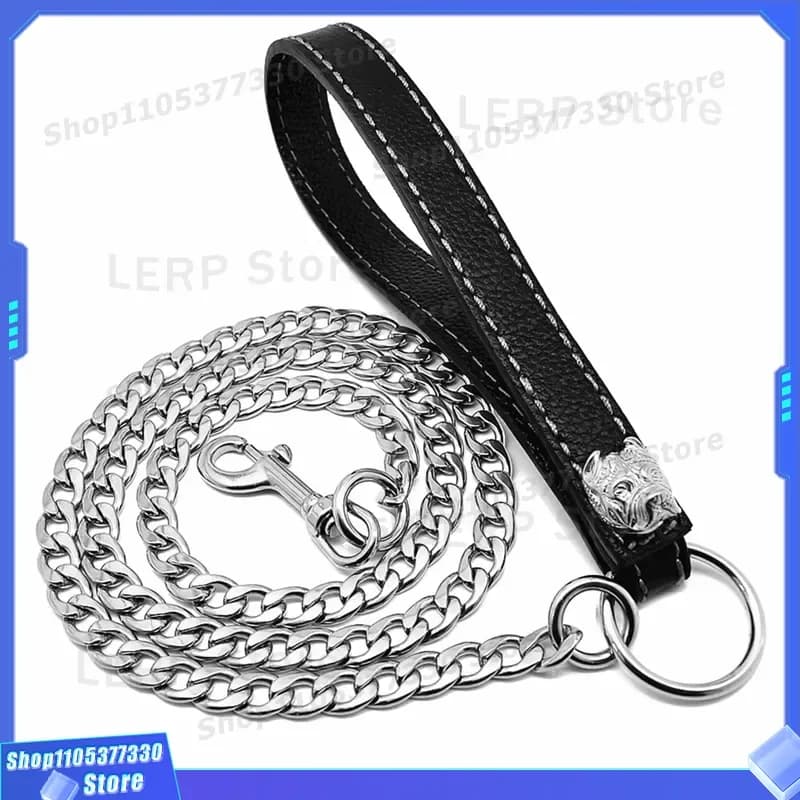 Luxury Gold Stainless Steel Dog Chain Collar Large Pet Belt Custom Heavy Duty Metal Neck Strap for Big Dogs Durable Walking