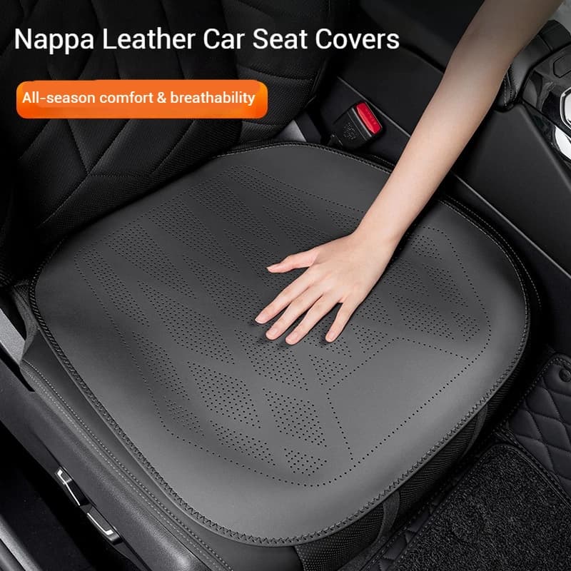 Car Ventilated Seat Cushion Nappa Leather Seat Cover Luxury Soft Cushion Protective Pad Four Season Universal auto Accessories