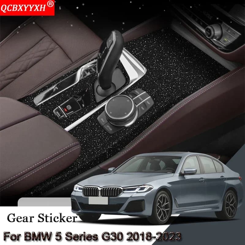 Car Interior Sticker For BMW 5 Series G30 2018-2023 Car Gear Panel Sticker Gear Box Protective Film Carbon Fiber Black Accessory