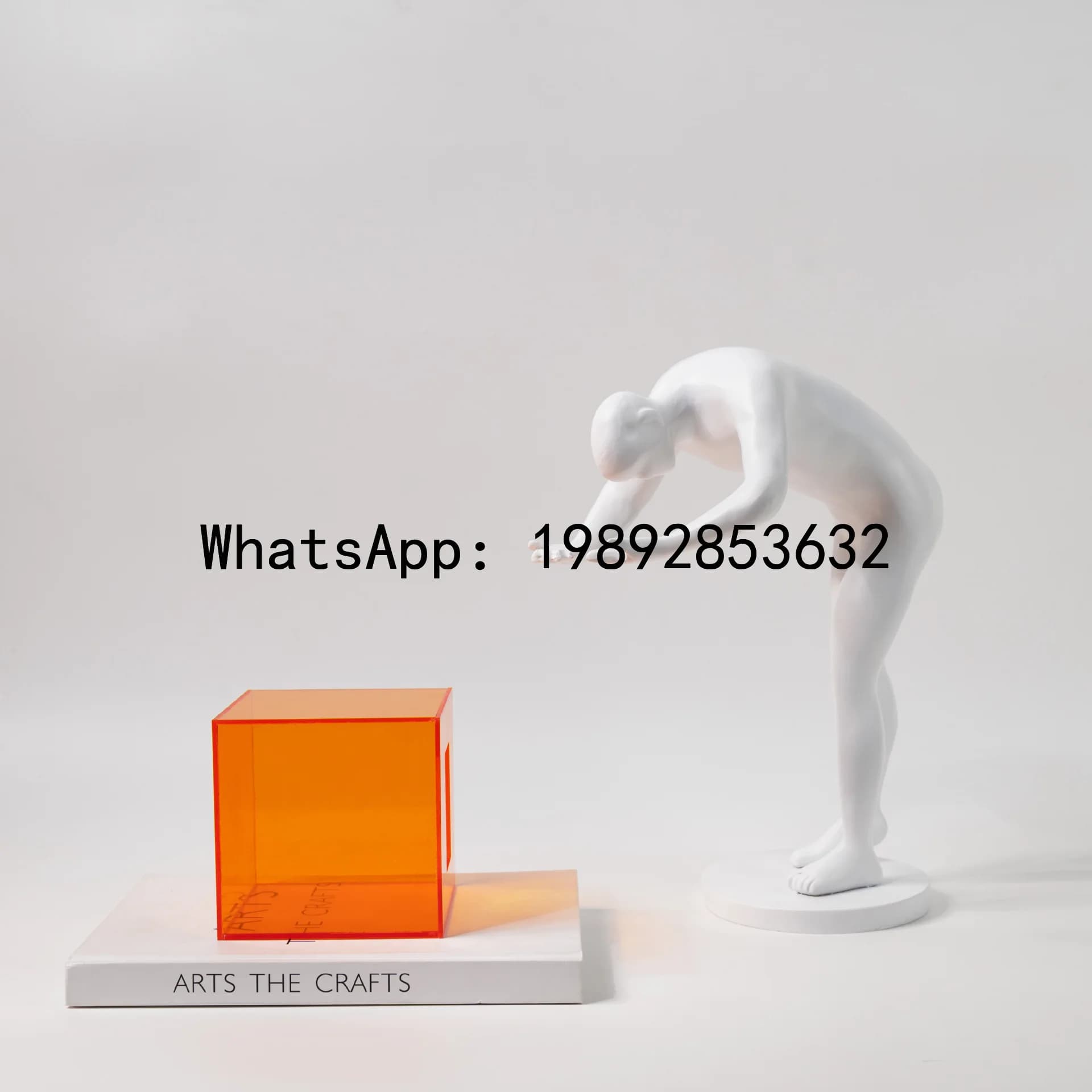 P4-3  modern simple acrylic orange cage figure sculpture resin ornament living room porch hotel home decoration