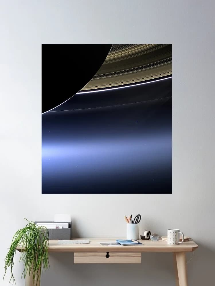 Earth from Saturn’s Rings Saturn Cassini Space Stars Photo, Art Print Canvas Poster, Living Room Decor, Home Wall Picture