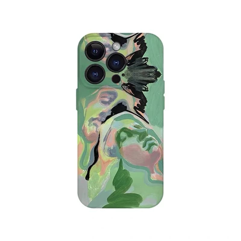 Ins Korean Green Art Sleeper Phone Case for IPHONE 17 Air 16E 15 PROMAX 14 Plus 13 12 MINI 11 PRO 16Plus XR Acrylic Phone Cover