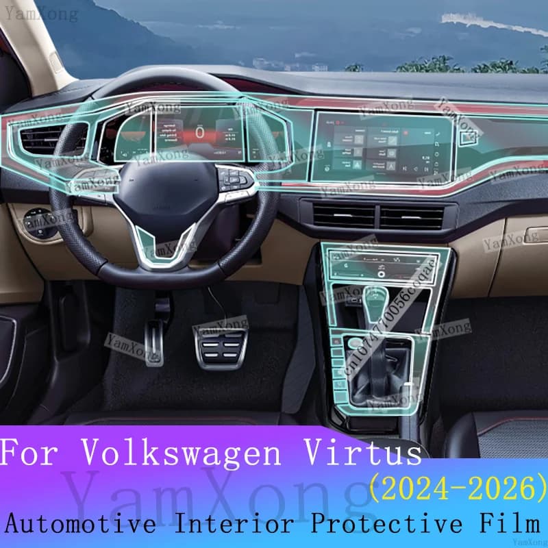 For Volkswagen Virtus Car interior Kit Protection Film Navigation Dashboard screen Sticker Center Panel scratch Transparent Film