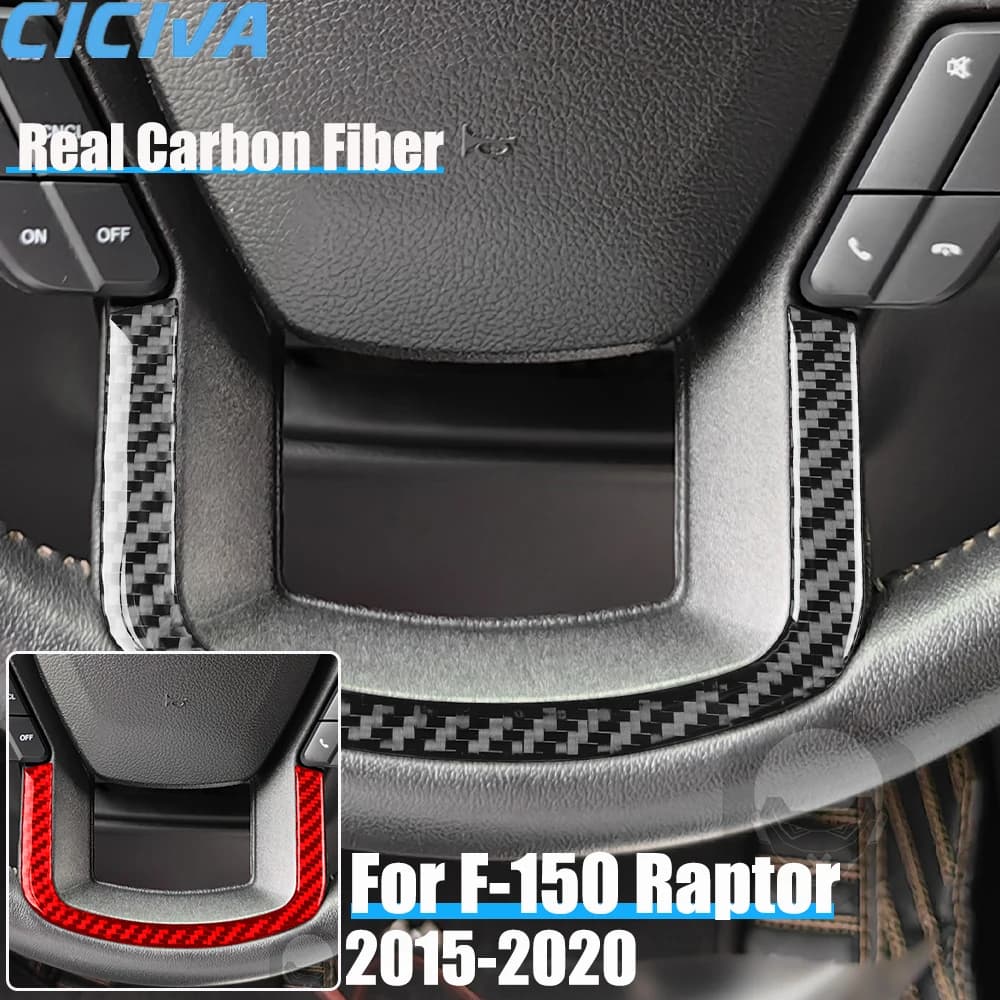 Real Carbon Fiber Car Accessories Steering Wheel Chin Decorative Trim Cover Soft Sticker For Ford F150 SVT Raptor 2015-2020