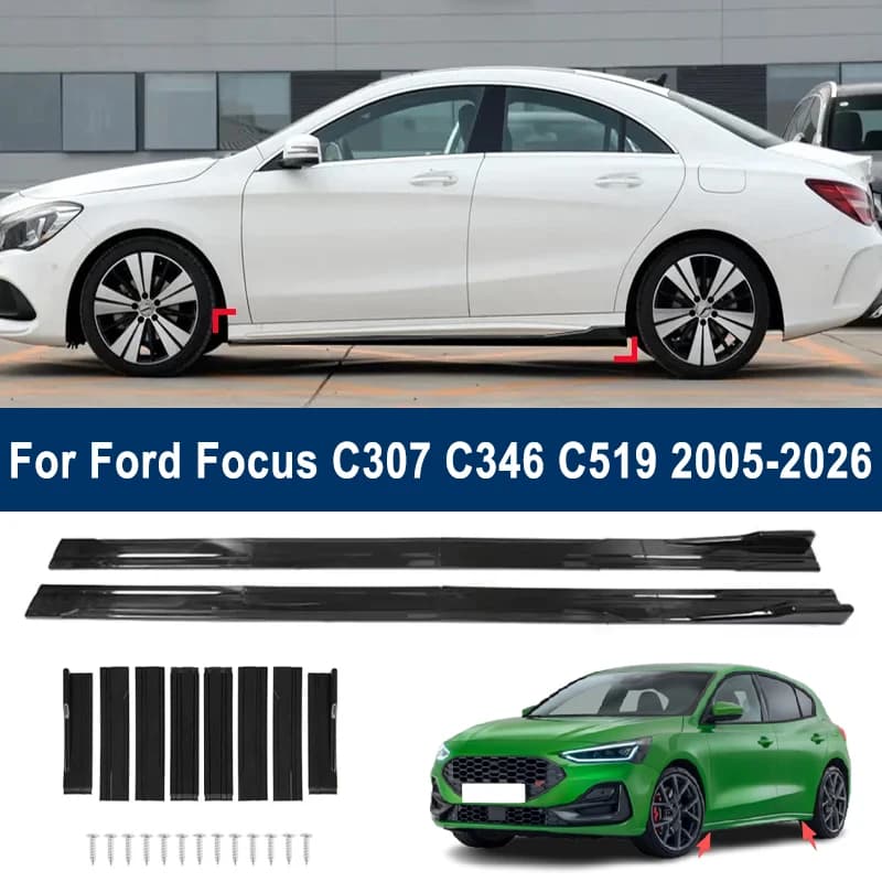 For Ford Focus C307 C346 C519 05-26 Car Side Skirt Splitters Extended Side Spoiler Sport Body Kit Bumper Lip Modified Parts 8Pcs