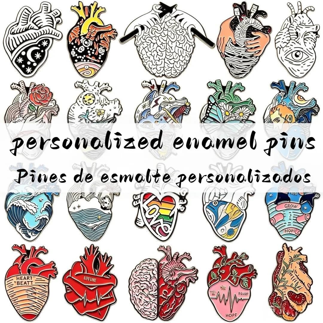 Vintage Anatomical Heart Hard Enamel Lapel Pin Custom Human Organ Art Pattern Decorative Jacket Backpack Metal Badge Free Design