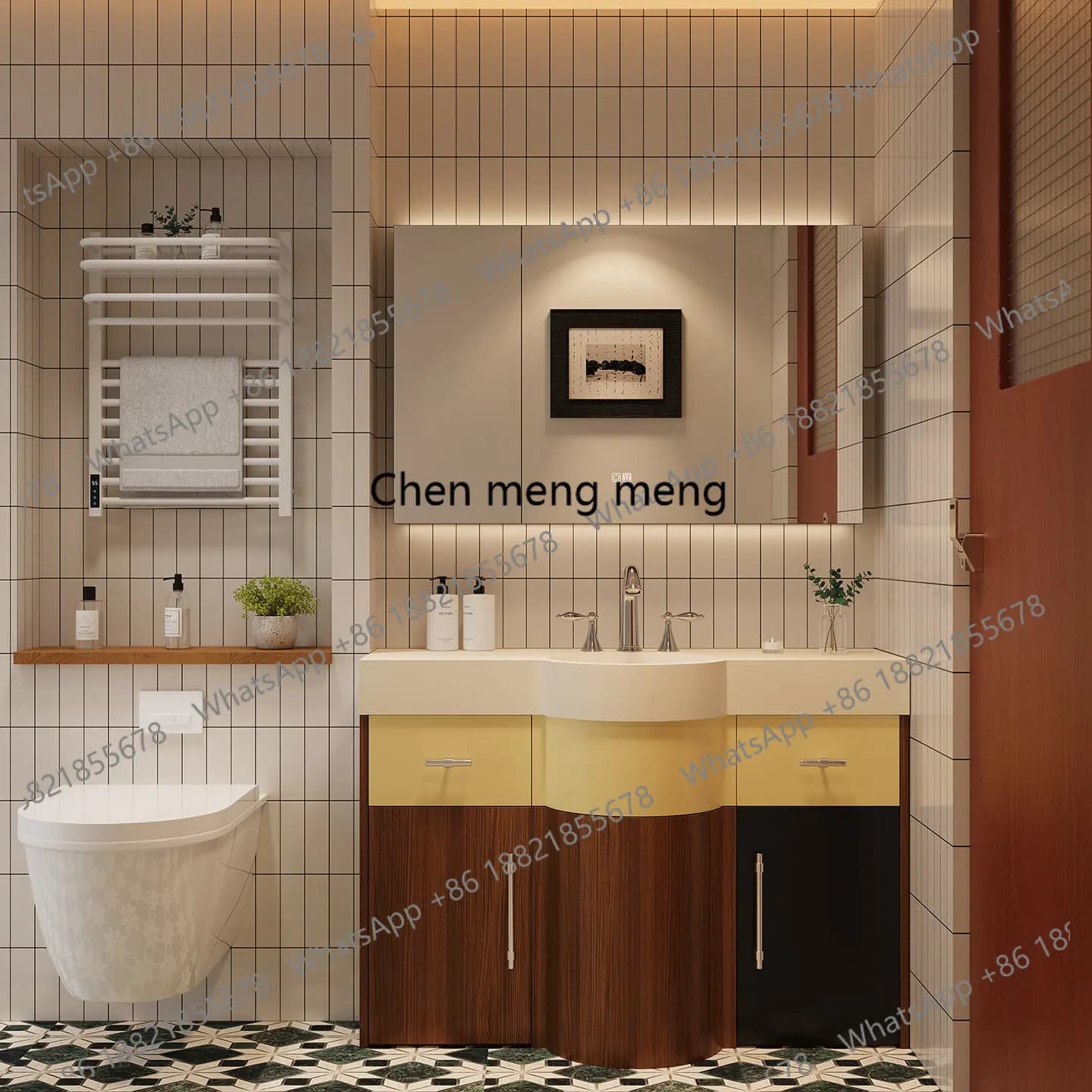 2026 new vanilla Corian integrated basin Bauhaus medieval floor-to-ceiling double color