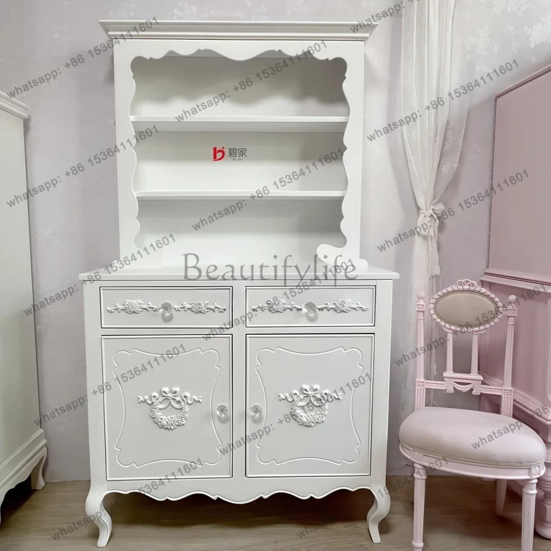 French Pastoral Entry Double Door Entrance Side Cabinet Display Cabinet