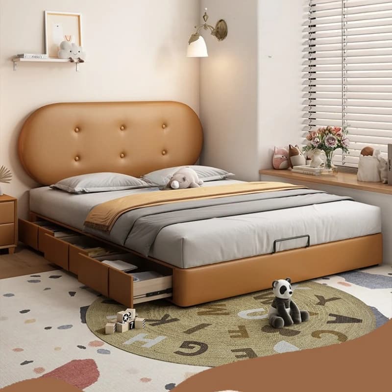 Ultra-thin storage children's bed Multifunctional with guardrail bedroom bed comfortable safety lit 2 personnes furniture home