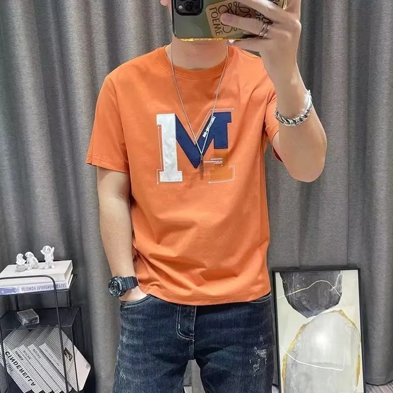 Fashion O-Neck Printed Letter Korean Short Sleeve T-Shirts Men's Clothing Summer New Loose All-match Tops Casual Tee Shirt