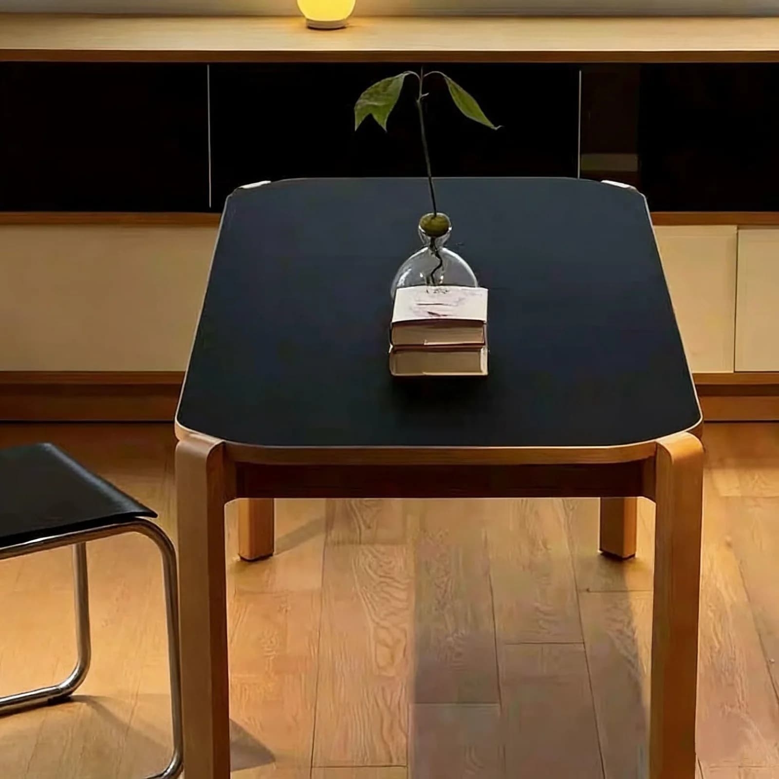 DSA curved minimalist rectangular white solid wood dining table, study table, dining room, small home layout