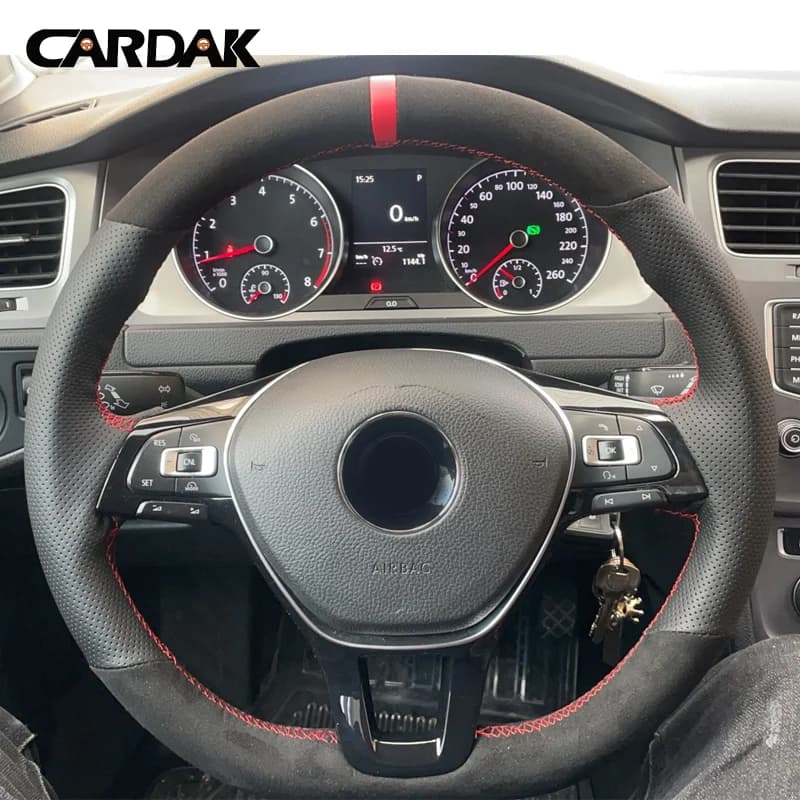 Anti-Slip Suede Leather Car Steering Wheel Braid Cover For Volkswagen Golf 7  VW  Mk7 New Polo Jetta Passat B8 Tiguan Sharan