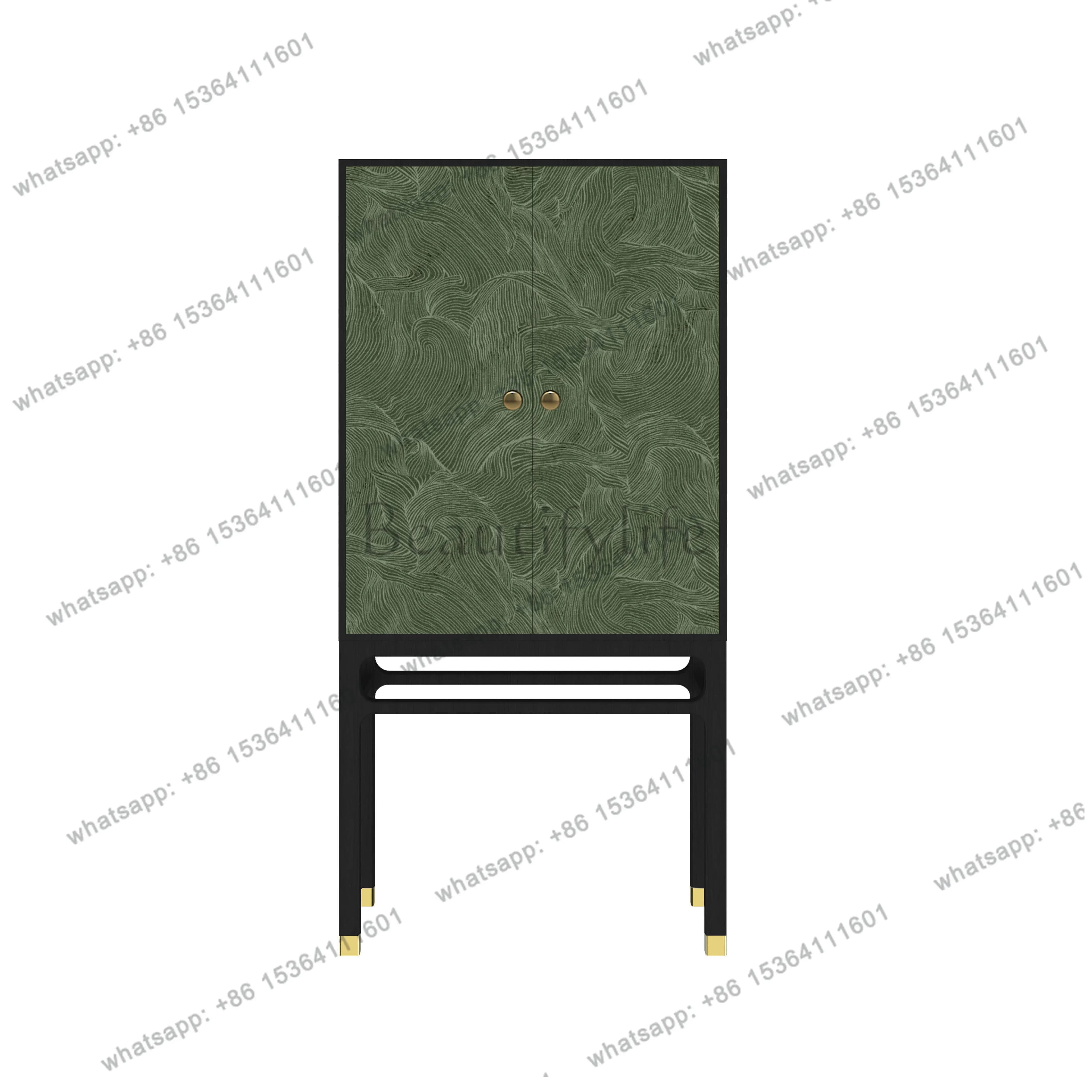 Italian French medieval solid wood vertical cabinet, high foot against the wall, locker
