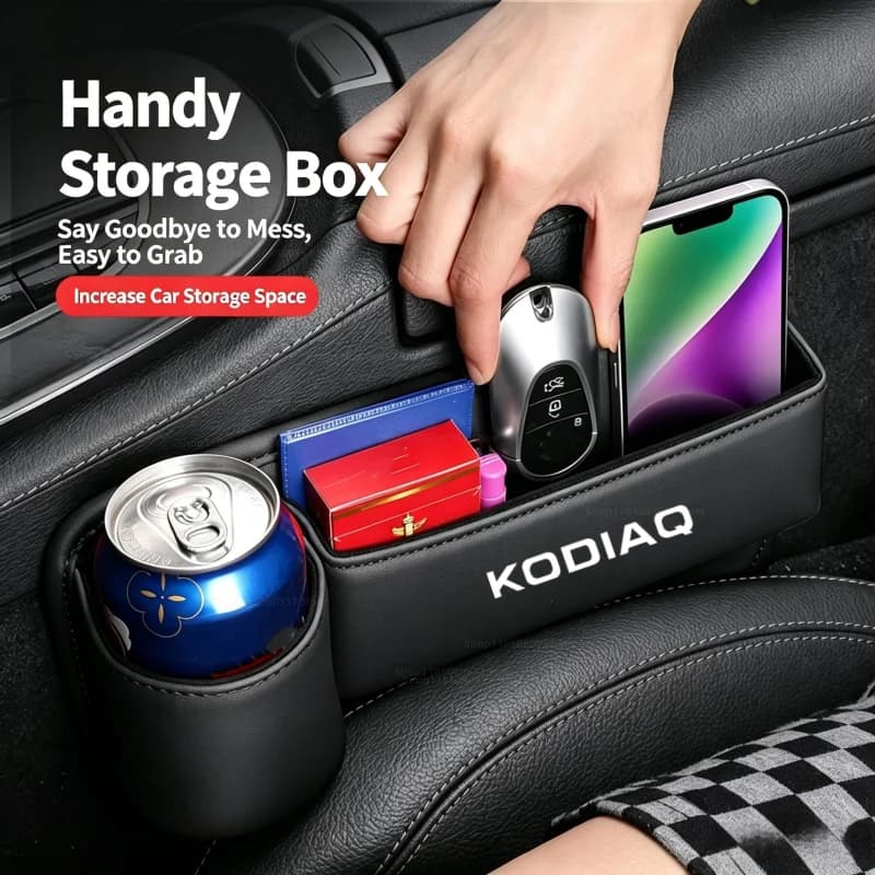 Car Seat Gap Organizer Storage Box Cup Holder Accessories For Skoda Kodiaq 2026 2025 2024 2023 2022 2021 2020 2019-2011