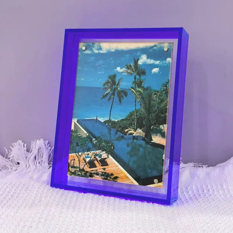 Multiple Colors Magnetic Double Sided Clear Acrylic Photo Frame DIY Tabletop Wall Mounted Display Frame for Posters Decor