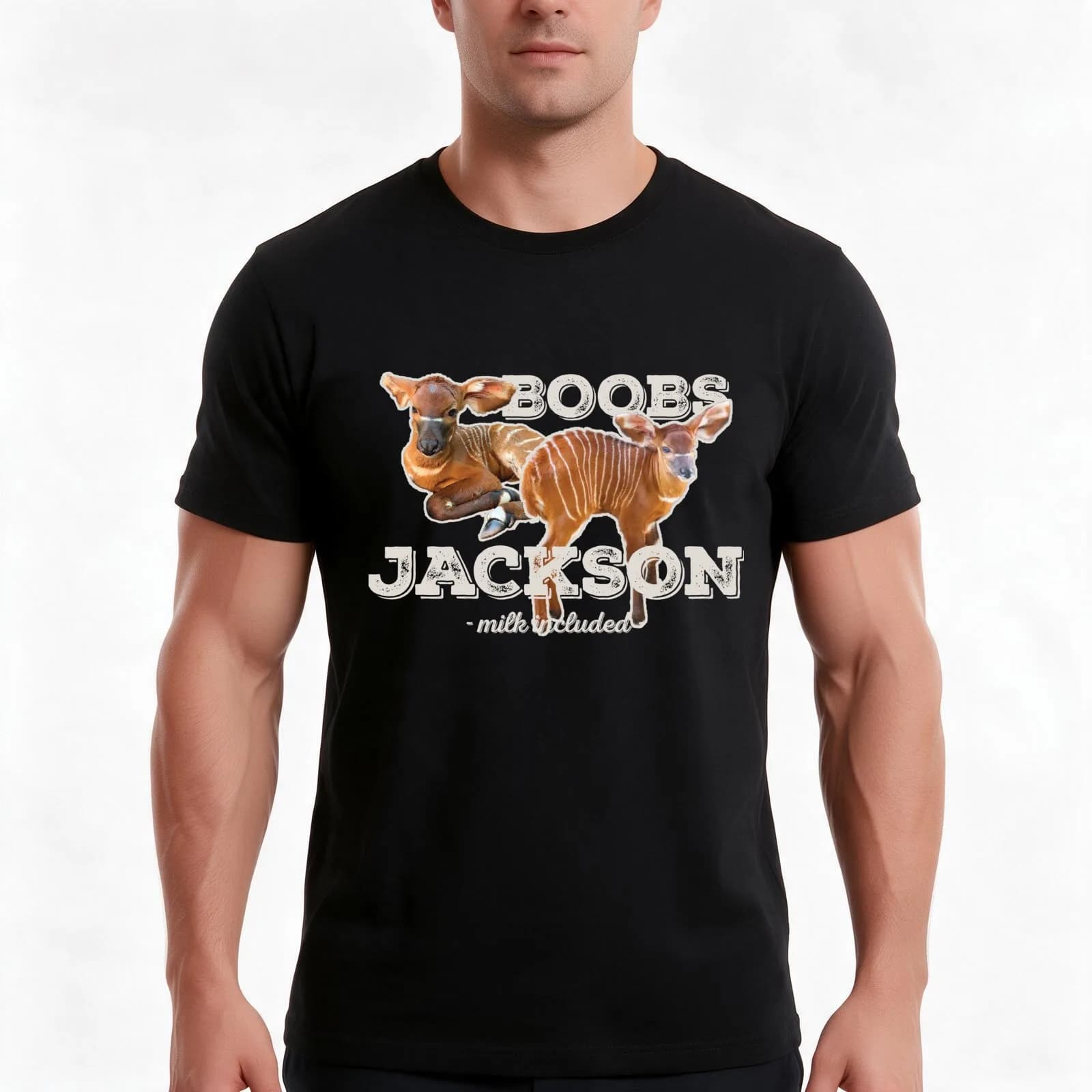 Boobs Jackson the Antelope T-Shirt, Summer Casual Cotton Tee, Oversized Streetwear Tops, Vintage Graphic Print, Unisex Men Women