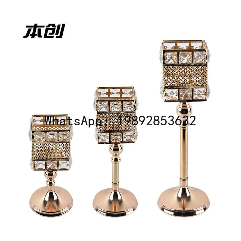 PYJ crystal electroplated gold wrought iron candle cup Christmas table romantic candlelight dinner decorative candle holde