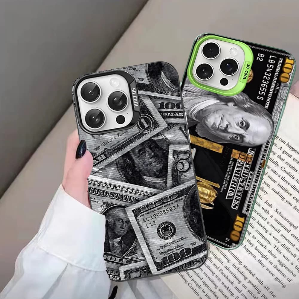 USD Dollar Cash Luxury Phone Case For IPhone 16 15 14 13 12 11 Pro Max X XR XSMAX 8 7 Plus Matte Shockproof Back Cover