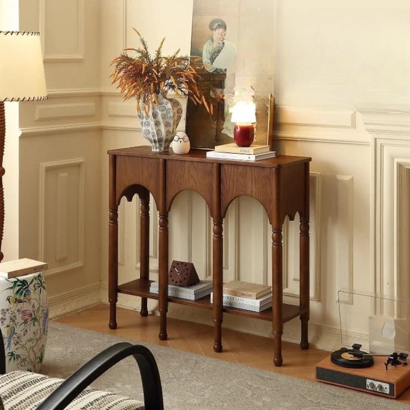 French solid wood entrance cabinet, living room entrance door, small apartment entrance table side