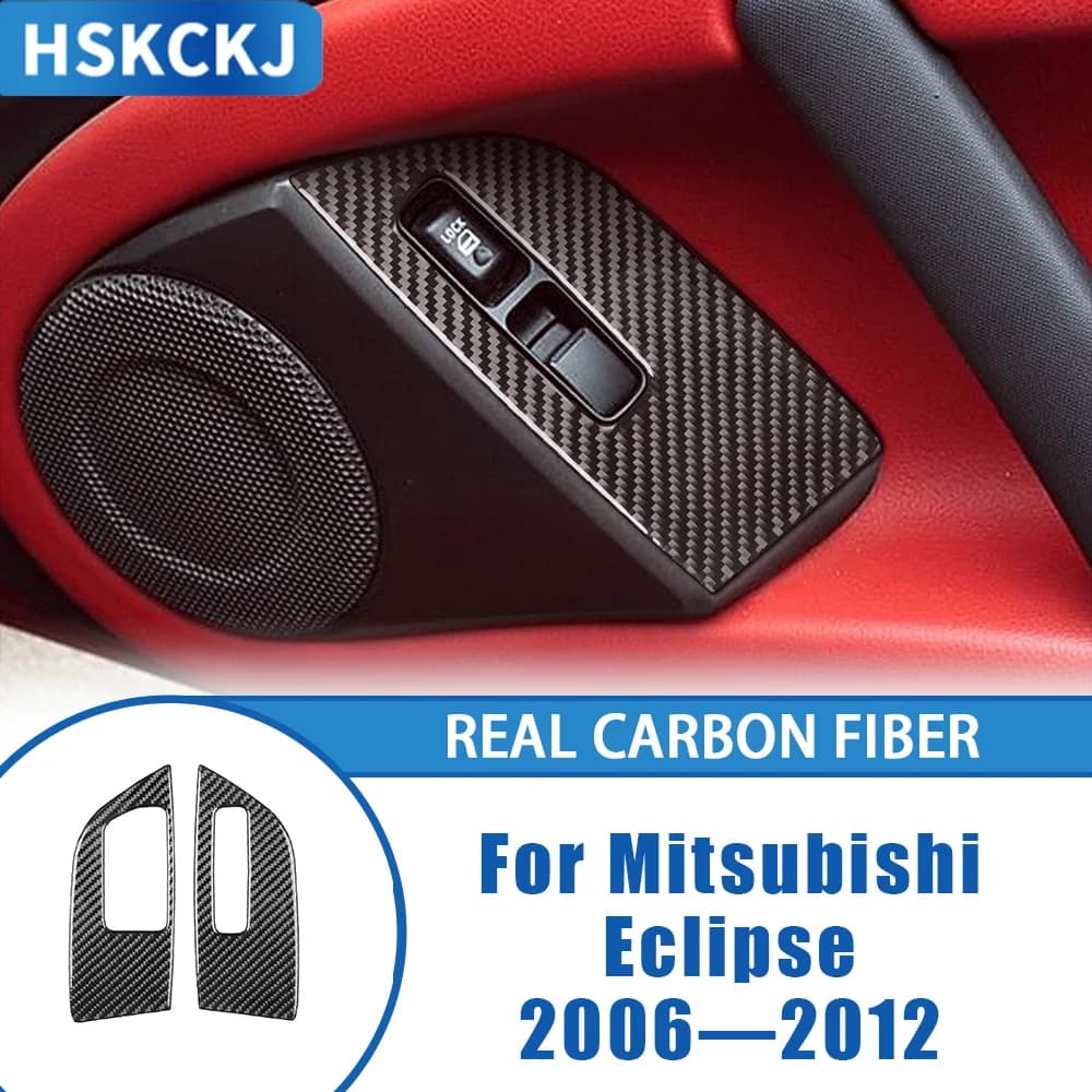 For Mitsubishi Eclipse 2006—2012 Car Accessories Carbon Fiber Window Control Lifting Panel Inrerior Cover Trim Modified Sticker