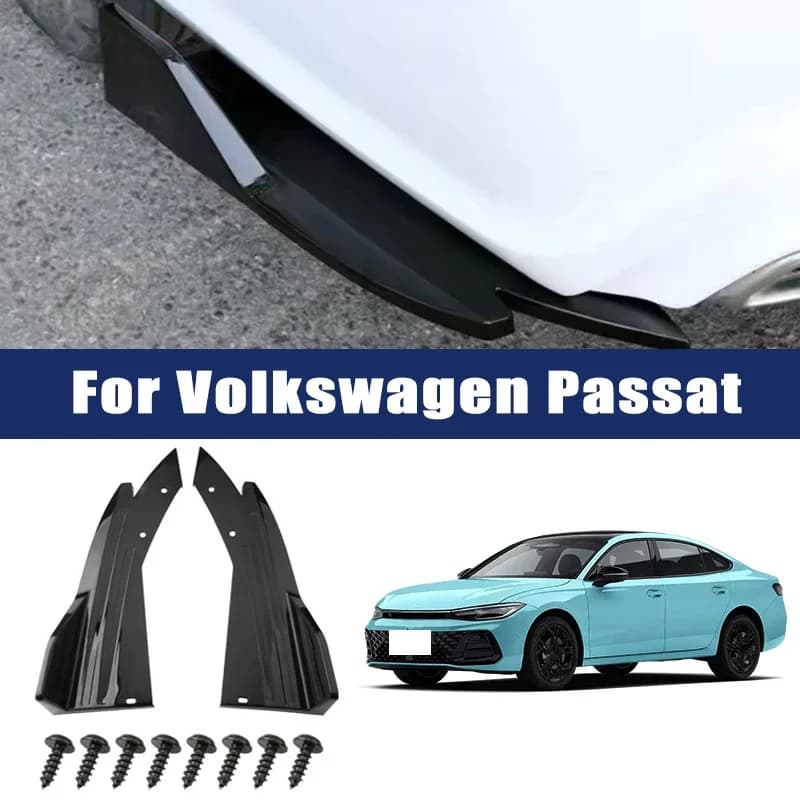 2pcs Car Rear Bumper Spoiler Lip Carbon Fiber Wing Trim Anti-crash Diffuser Side Skirt Wrap Angle Splitter For Volkswagen Passat