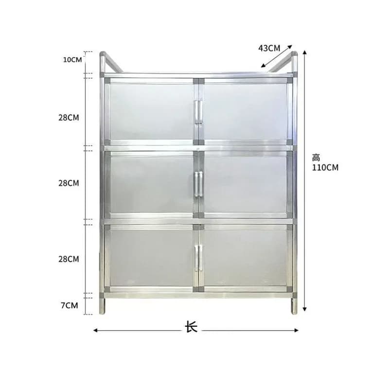 Simple thickened aluminum alloy cupboard stainless steel cabinet, kitchen side cabinet large capacity storage cabinet