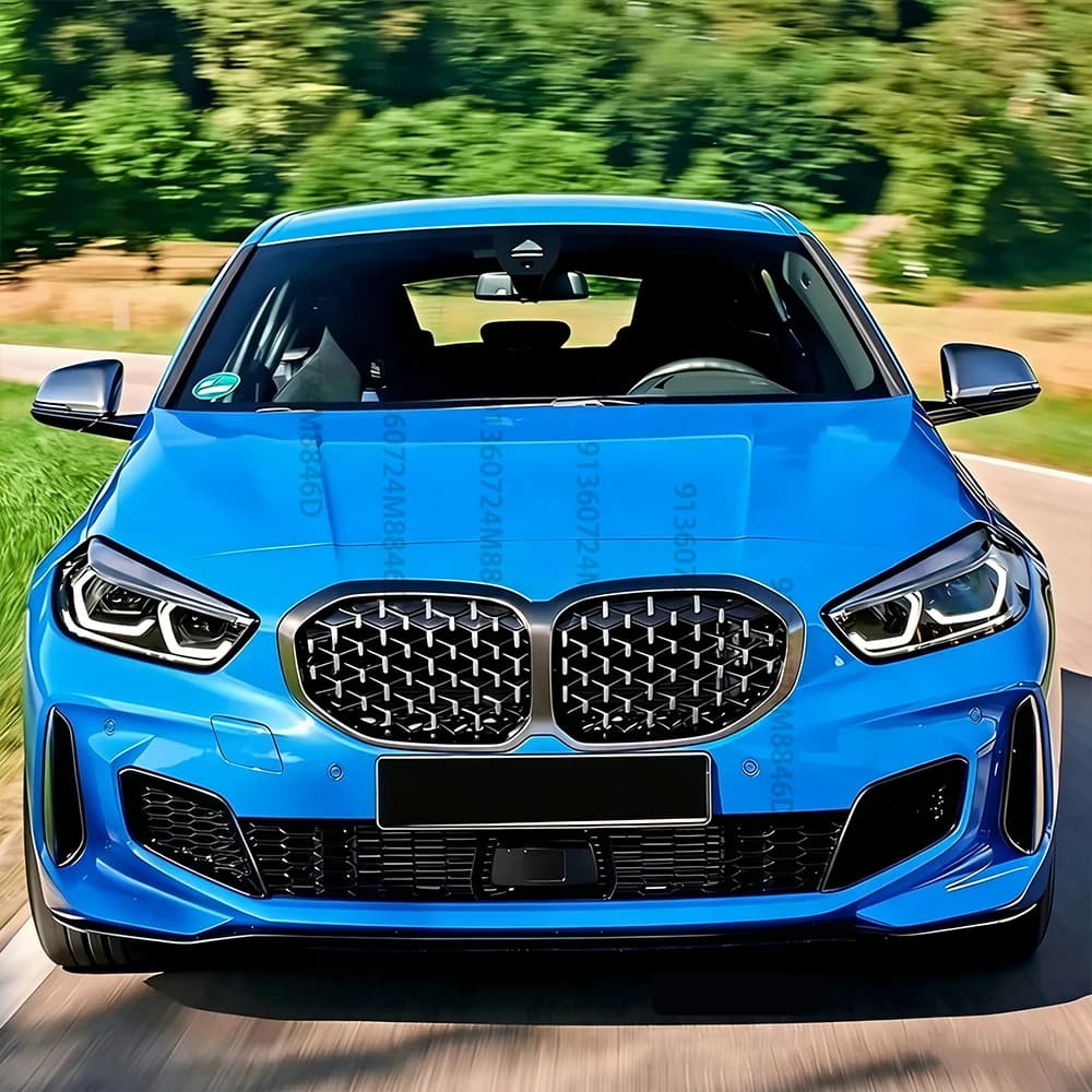 Front Bumper Grille for BMW 1 Series F40 2020-2024 M135i XDrive 128ti 118i, Diamond Double Slat Mesh Grill, Car Accessory