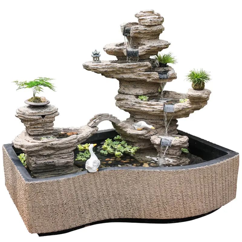 Large rockery flowing water fountain landscape outdoor courtyard pool landscaping fish pond floor decoration ornament