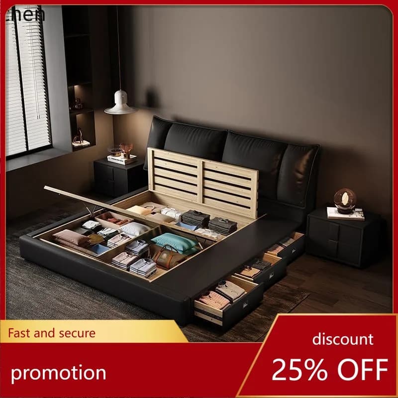 ZML Minimalist Bed Modern Simple Small Apartment Master Bedroom Double Bed New Model Bed