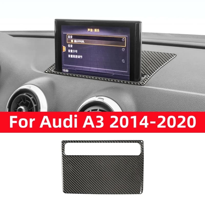 For Audi A3 8y S3 8p RS3 2014-2019 Car Accessories Carbon Fiber Auto Central Control Navigation Screen Decor Sticker Trim Cover