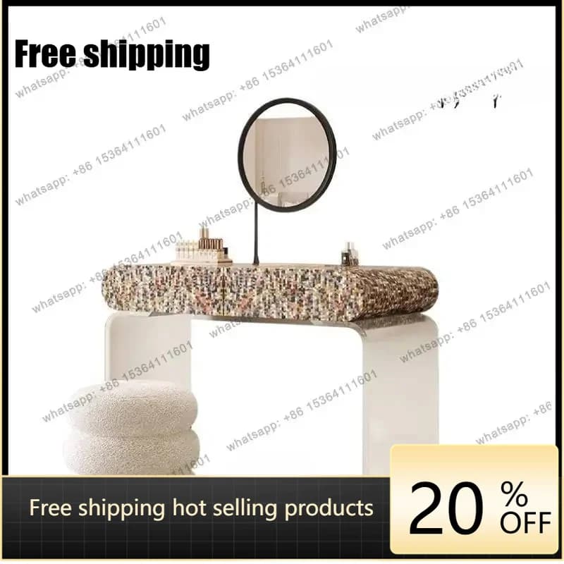 Factory Direct hot  Luxury Decor Vanity Table Dest Drawer Hidden Long Makeup Vanity Desk Europa White Space Saving Meuble Coiffe