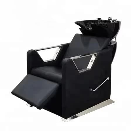 for Beauty Salon Barbershop Available Black White Modern Style Electric Leather Spa Chair Ceramic Washbasin