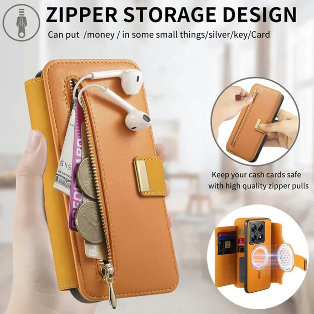 For Oneplus 13 13R 15R 15T 15 5G Case 2In1 Leather Zipper Wallet Funda OnePlus Nord 6 Magnet Back Cover One Plus N6 ACE 6T Etui