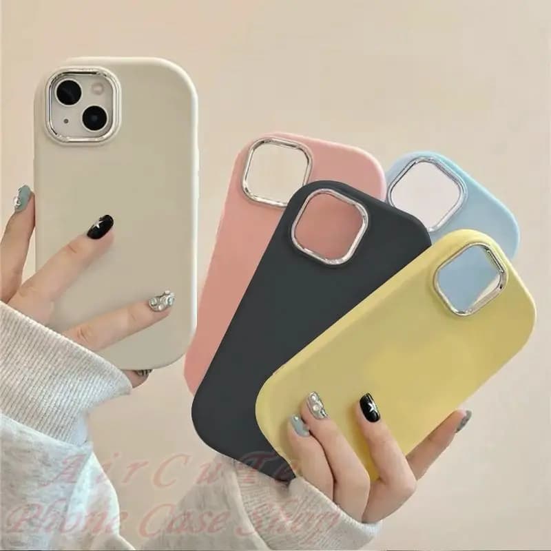Macaron Metal Lens Frame Soft Silicone Case For Samsung S26 S25 S24 S23 S22 S21 S20 FE Note 20 Ultra Plus + 5G Back Phone Cover