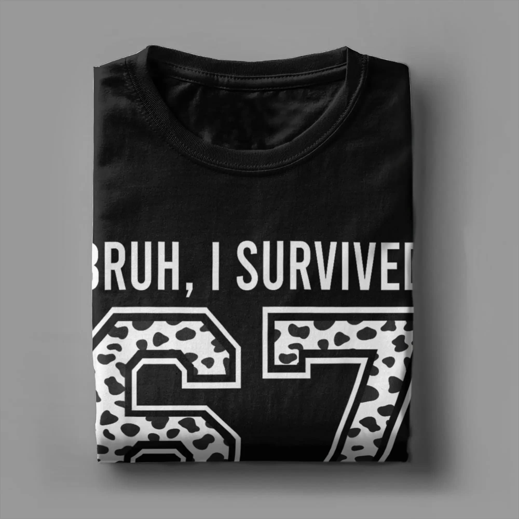 Men's T-Shirt Bruh I Survived 67 + 33 Days of School 100th Day of School   Cotton Tees Short Sleeve T Shirts O Collar Clothes