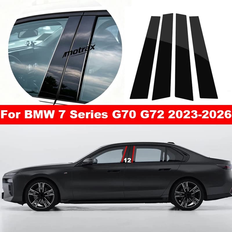For BMW 7 Series G70 G72 2023-2026 Car B C Pillar Stickers PC Window Trim Cover Middle Pillar Exterior Sticker Accessories