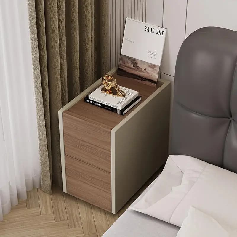 Simple and Modern Narrow Bed Side Cabinet for Super Narrow Home Bedroom Solid Wood Bedside Cabinet Double Draw Night Tables