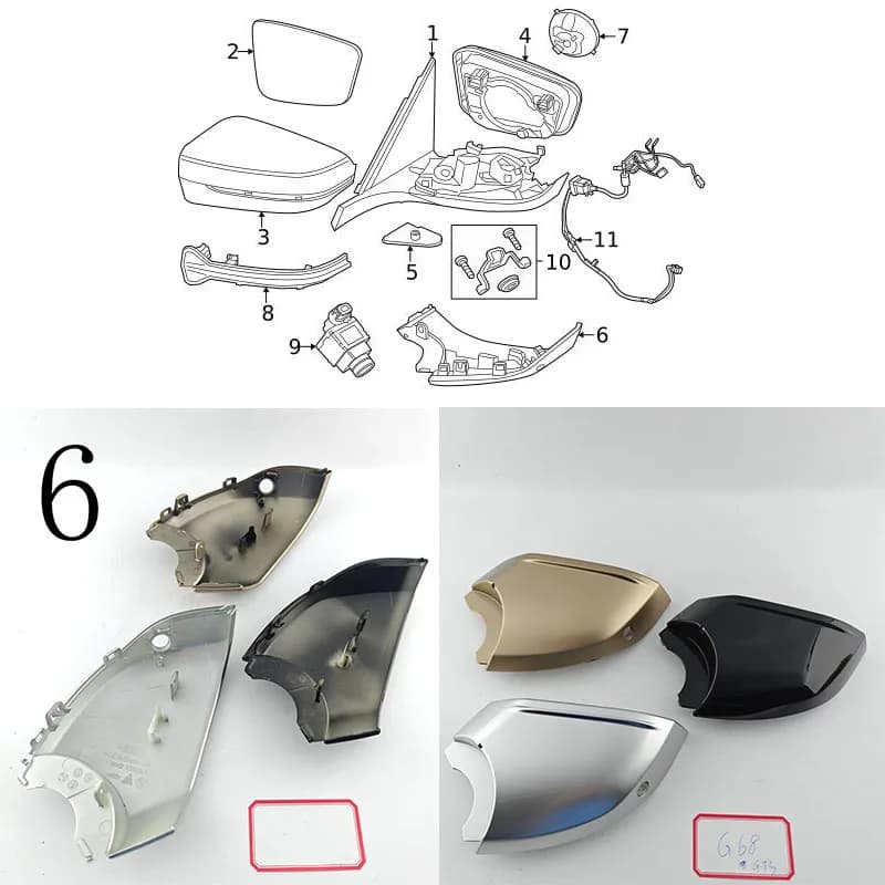 51169451955 51169451956 Side Mirror Bottom Cover For BMW G60 G61 G73 5 7 Series Rearview Mirror Lower Housing With Camera Hole