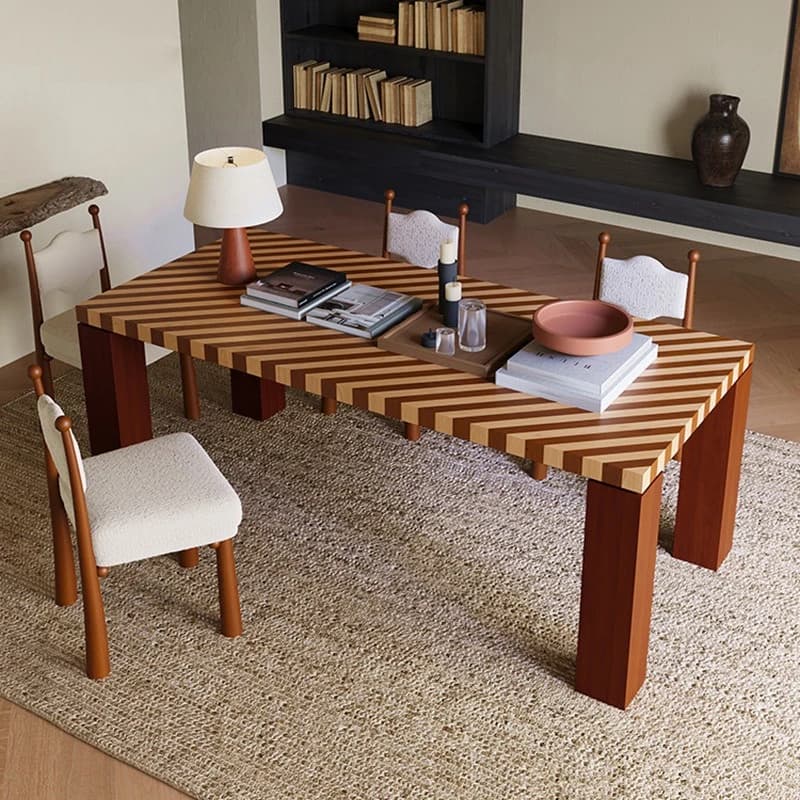 Parque dining table: French-style vintage solid wood dining table and chair combination, original designer rectangular table