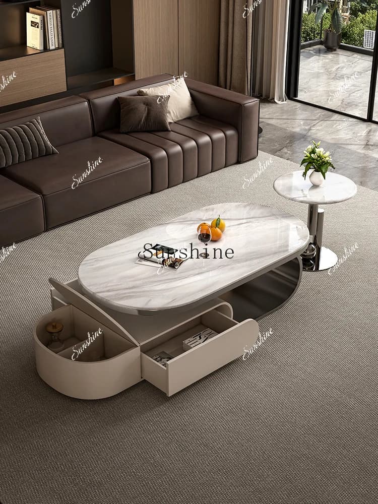 Modern light luxury living room simple household natural marble coffee table FT