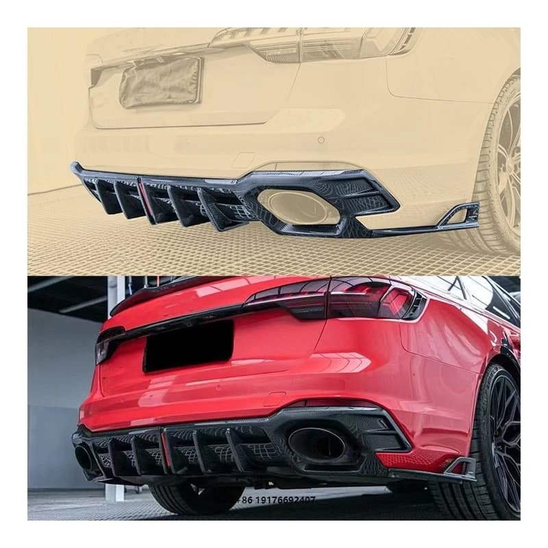 For new forAudi RS4 B9 B9.5 Carbon Fiber Rear Lip Bumper with Cut-Outs for Exhaust Condition New