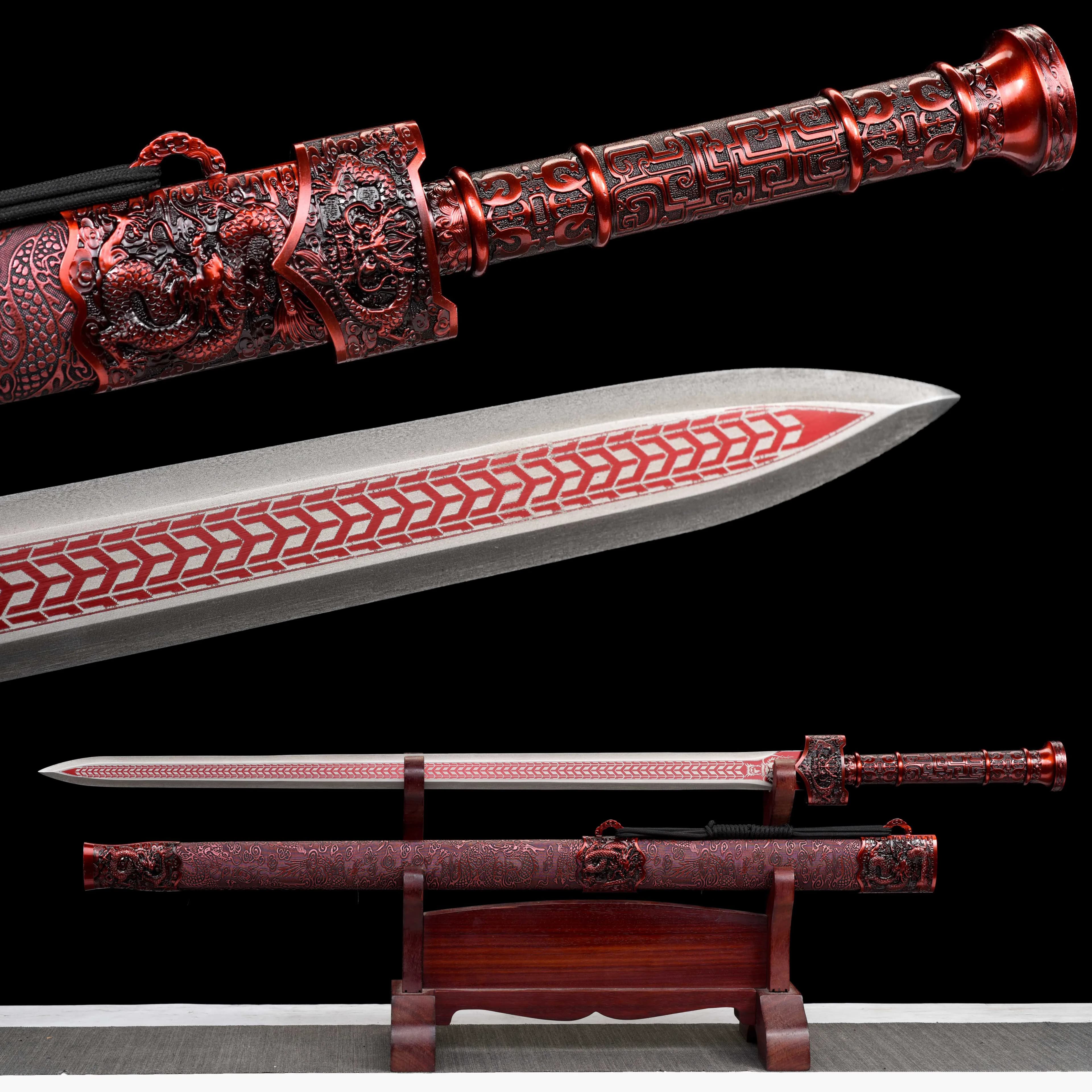 Medieval Dragon King Sword full tang Manganese Steel Combat Preparation Sharp Weapon Traditional Chinese Kung Fu Martial Arts