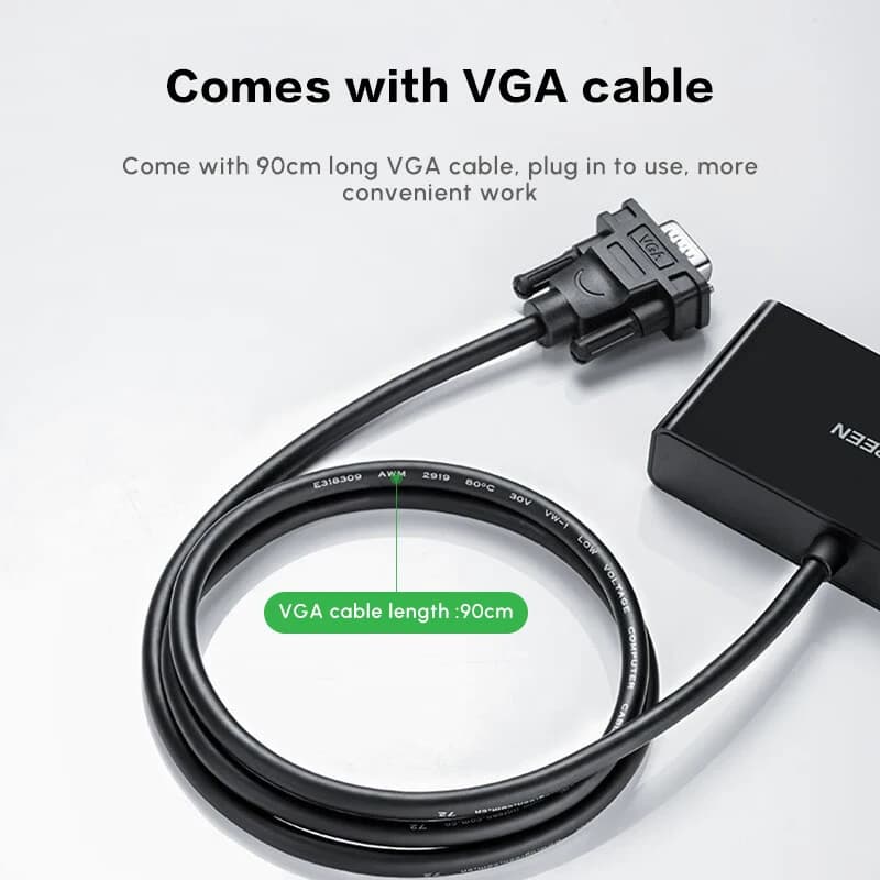 UGREEN VGA Male to 2Female Video Splitter VGA 1 in 2 Out Switch Support 1920*1440 @60HZ for PC TV Monitor
