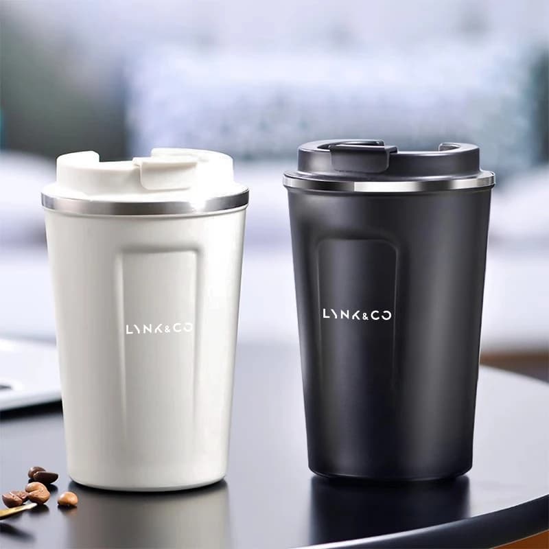 380ML Stainless Steel Car Coffee Mug Vacuum Travel Thermo Cup With LYNK&CO Emblem Auto Interior Accessories For LYNK CO 01 EM-F