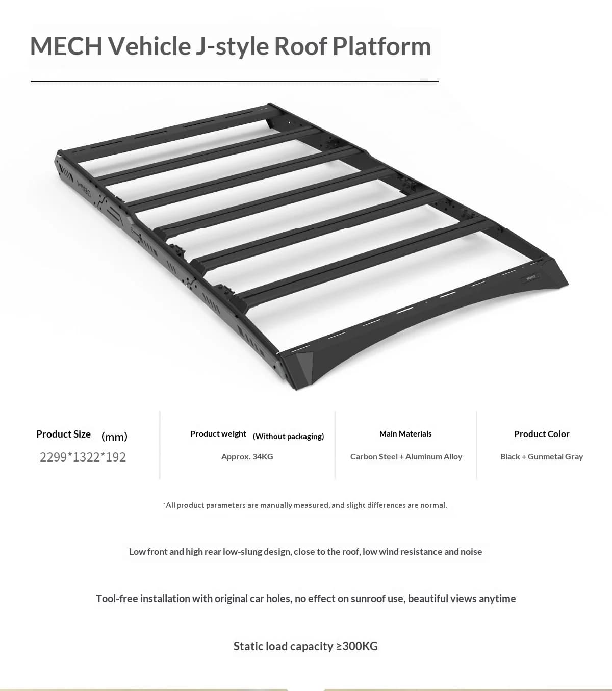 Custom Color Aluminum Alloy 90.51" Roof Rack for Carsr with 100kg Capacity and Easy Installation
