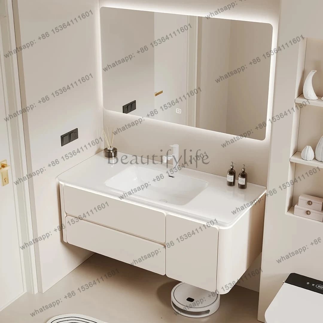 Bathroom Cabinet Set Oak Washstand Skin Feel Bathroom Sink Basin