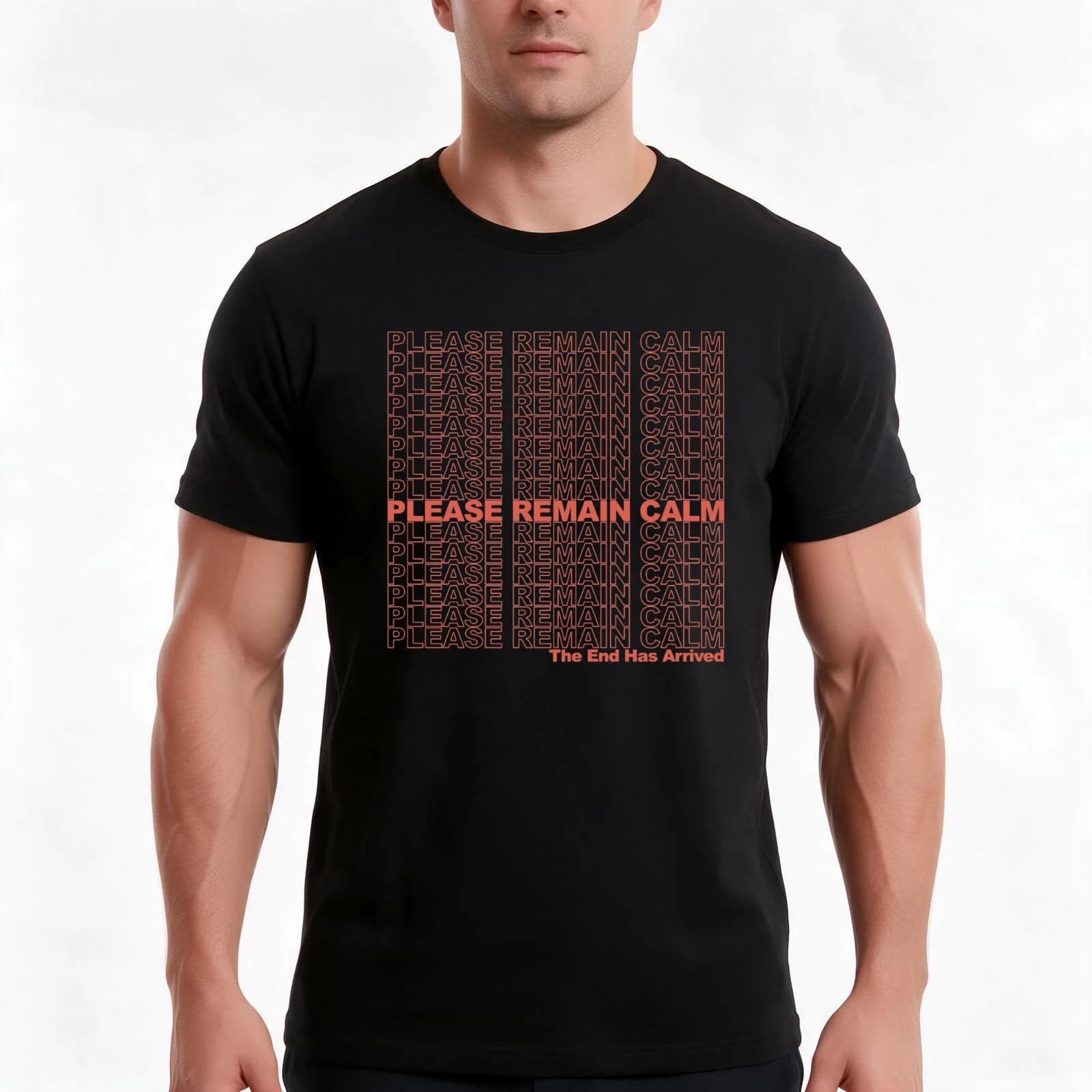 Please Remain Calm T-Shirt, Summer Casual Cotton Tee, Oversized Streetwear Tops, Vintage Graphic Print, Loose Fit Short Sleeve