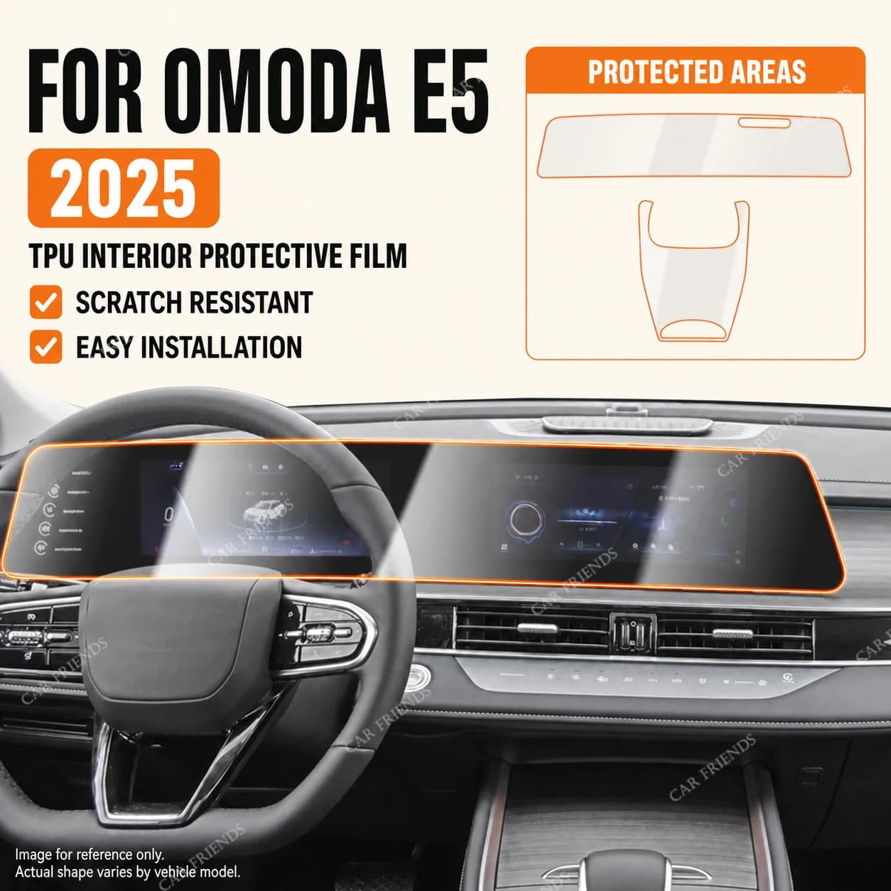 For OMODA E5 2025 Transparent TPU Interior Protective Film Dashboard Screen Cover